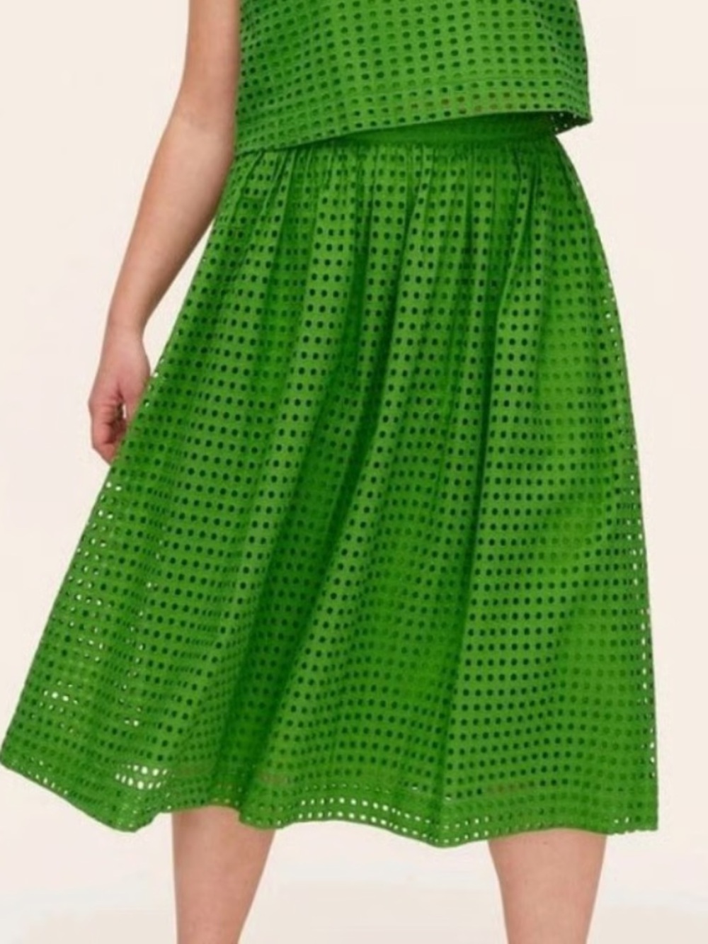 Kate Spade New York & Target Green Eyelet Volume Midi Skirt -XS
